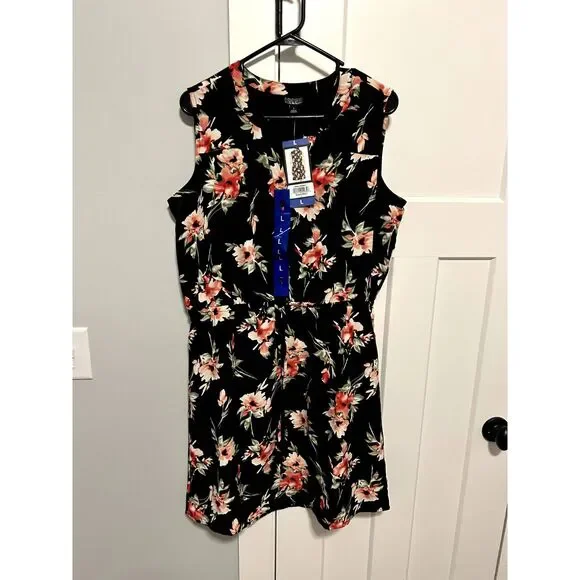 NICOLE MILLER WOMEN'S DRESS, SLEEVELESS, KNEE-LENGTH, NWT, DRAWSTRING WAIST, LG - Picture 9 of 11